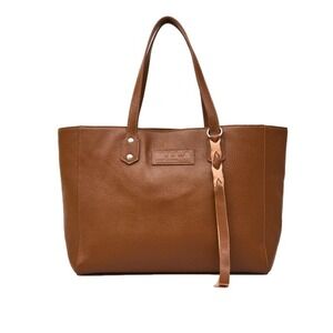 M.I.L.A. MILA Made in Los Angeles Brown‎ Pebbled Leather Tote Bag NWT